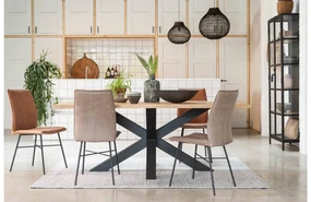 Goossens Eetkamerstoel Daan bruin leer leuning, modern design