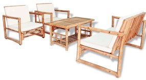 vidaXL 4-delige Loungeset met kussens bamboe