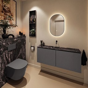 Mondiaz Ture DLux toiletmeubel 120cm dark grey met wastafel lava midden zonder kraangat