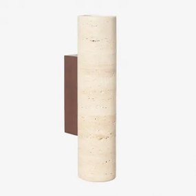 Davise Travertijn En Houten Wandlamp ↑32 Cm - Sklum