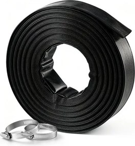 VEVOR Terugspoelslang 1,5 inch 30,48 m PVC platte afvoerslang voor zwembadafvoer en irrigatie met 90 psi, aansluitmogelijkheden zonder voorgemonteerde koppelingen voor diverse pompsystemen