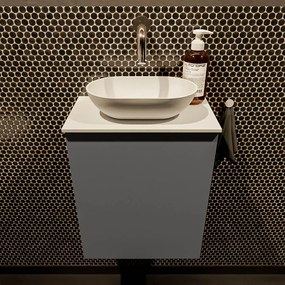 Mondiaz Fowy toiletmeubel 40cm dark grey met witte waskom midden zonder kraangat