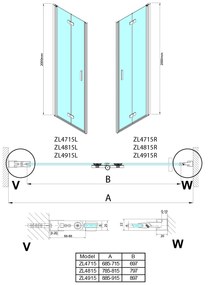 Polysan Zoom Line vouwdeur links 90x200cm chroom