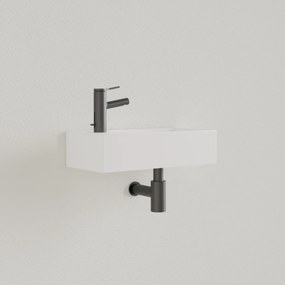 Sanigoods Nano fontein links wit glans met kraangat 36x18cm