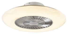 Plafondventilator zilver met ster effect 59cm incl. LED dimbaar met afstandsbediening - Clima