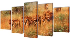 vidaXL Canvasdoeken Leeuwen 100 x 50 cm