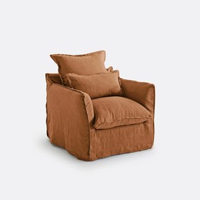 Fauteuil, afneembare hoezen, in gekreukt linnen, Odna