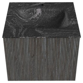 Mondiaz Kurve-dlux 50cm badmeubel shadow met 1 lade en wastafel grunne midden 1 kraangat lava