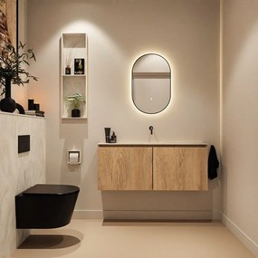 Mondiaz Ture DLux toiletmeubel 120cm washed oak met wastafel ostra midden zonder kraangat