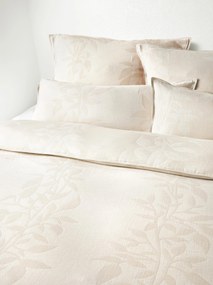 Jacquard mousseline dekbedovertrek Jasmina met bloemenpatroon in beige