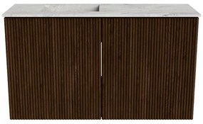 Mondiaz Joya DLux 70cm toiletmeubel walnut met wastafel faye links 1 kraangat glace