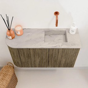 Mondiaz Joya DLux 70cm toiletmeubel ronding links dusk met wastafel faye rechts zonder kraangat glace