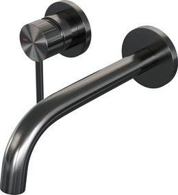 Brauer Stripe inbouw wastafelkraan ColdStart met gebogen uitloop en rozetten model A2 gunmetal geborsteld PVD