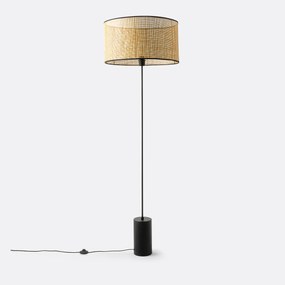 Vloerlamp in metaal en rotan, Cara