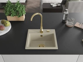 Mexen Milo granitische spoelbak 1-komp. met keukenkraan Telma, beige - 6505-69-670200-50