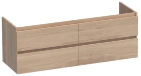 Saniclass Solution Wastafelonderkast - 140x46x50cm - 4 softclose greeploze lades - 2 sifonuitsparing - hout - Smoked oak OK-MES140SO