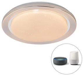 Smart plafondlamp wit 48 cm incl. LED en dimmer RGB - Jochem Modern rond Binnenverlichting Lamp