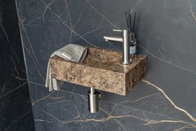 Saniclear Dark Emperador fonteinset met rechte kraan in RVS