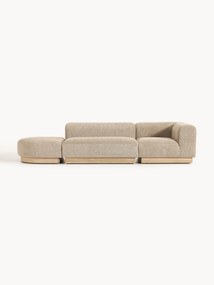 Modulaire chaise longue Natalie van teddy-bouclé met poef (links/rechts)