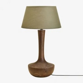 Tafellamp In Sintra Mangohout Donker Handvat Hout & Saliegroen Ø40 Cm Monaco - Sklum