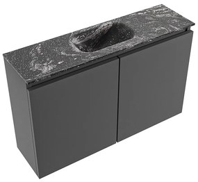 Mondiaz Ture DLux toiletmeubel 80cm dark grey met wastafel lava midden met kraangat