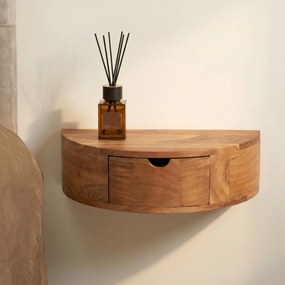 Hangend Nachtkastje Half Rond Hout - 40x20x12cm.