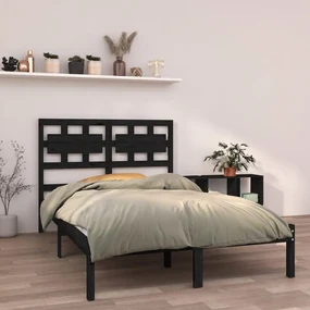 vidaXL Bedframe massief hout zwart 120x190 cm 4FT Small Double