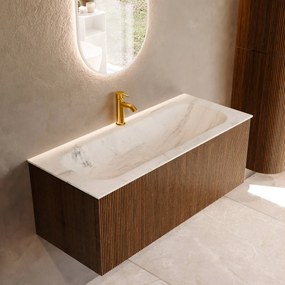 Mondiaz Kurve-dlux 110cm badmeubel dusk met 1 lade en wastafel big medium midden 1 kraangat opalo