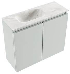 Mondiaz Ture DLux toiletmeubel 60cm greey met wastafel ostra links met kraangat