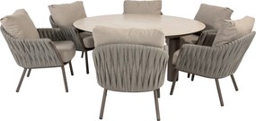 Donato Cannes low dining tuinset 160xH69 cm 7 delig keramiek terre Taste 4SO