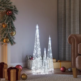 vidaXL Lichtkegelset decoratief LED 30/45/60 cm acryl koudwit