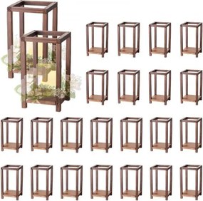 VEVOR 24x Houten Lantaarns, LED Kaarsenhouders Gemaakt van Hout &amp; Kunststof, Rustiek Decoratief Tafelstuk voor Thuis, Ideaal voor Bruiloftstafels, Feesten, Boerderijen, Interieurdecoratie, Bruin