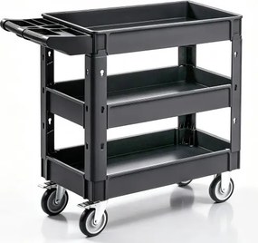 VEVOR Serveerwagen 103x43,5x85,7cm Afruimwagen 249kg laadvermogen Rolwagen van polypropyleen Multifunctionele wagen met 3 compartimenten Keukenwagen met zwenkwielen Niswagen Werkplaatswagen Servicewagen