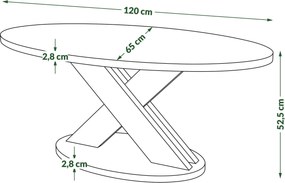 Mazzoni LOXA Artisan Eiken / Kasjmier - OVALE SALONTAFEL 120x65 cm