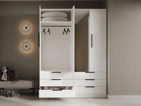 Kledingkast Fresno 182, Wit, 225x170x60cm, 194 kg, Kledingkast deuren: Met scharnieren
