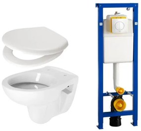 Plieger Compact toiletset toiletset compleet met inbouwreservoir, zitting en bedieningsplaat wit 0704406/0260486/sw87533/