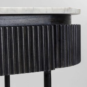 Kare Design Glenn Ovale Sidetable Zwart Met Wit Marmer - 100 X 32cm.