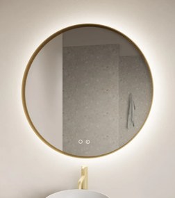 Gliss Design Athena ronde spiegel mat goud 90cm met verlichting en verwarming