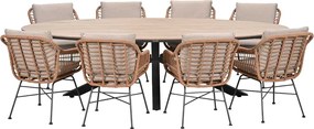 Garden Impressions Lucas tuinset bruin 9-delig - Tulli tuintafel ovaal 280x140 cm