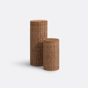 Set van 2 geschulpte rotan bijzettafels, Farito