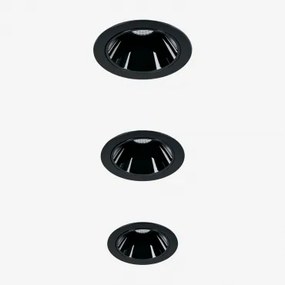 Pack Van 3 Inbouw Led-downlights Met Ronde Frames Ø8 Cm In Aluminium Luisiana Warm Wit 2700k & Zwart & 38º & 11 W - Sklum