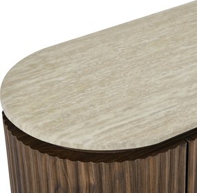 TV Meubel Walnoot Met Marmer - 200x40x55cm.