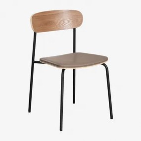 Pack Van 2 Stapelbare Eetkamerstoelen Van Ijzer En Hout Wilpier Zwart & Kunstleren Bruin - Praliné - Sklum