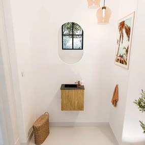 Mondiaz Joya DLux 40cm toiletmeubel oak met wastafel faye links 1 kraangat lava