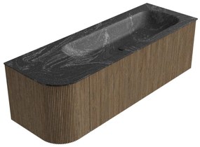 Mondiaz Kurve-dlux 135cm badmeubel ronding links dusk met 1 lade en deur en wastafel big medium rechts zonder kraangat lava