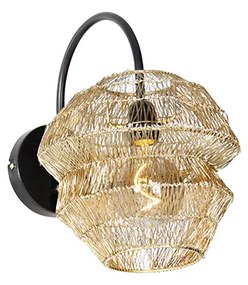 Oosterse wandlamp zwart met goud - Vadi