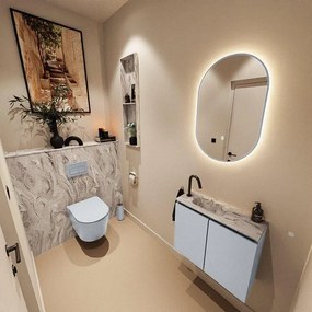 MONDIAZ TURE-DLUX 60cm toiletmeubel Clay. EDEN wastafel Glace positie links. Met 1 kraangat. TUREDX60CLAL1GLA