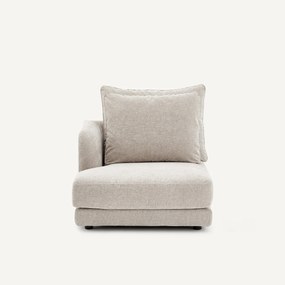 Halve bank links, afgerond, modulair, van chenillefluweel, TIBERIO