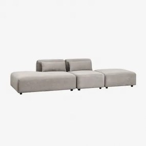 2-delige Modulaire Bank Met Linker Chaise Longue En Poef Fogler Corduroy Licht Taupegrijs - Sklum