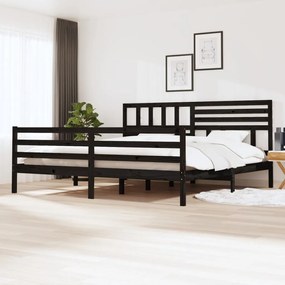 vidaXL Bedframe massief hout zwart 200x200 cm